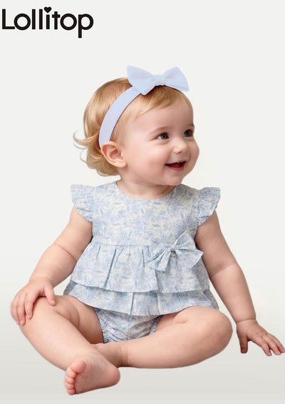 Robe bébé fille bleu pastel 💙 ensemble été chic 3-18 mois