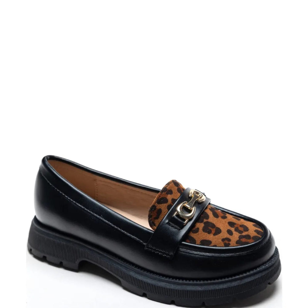 
                      
                        Mocassins fille – Noir & Léopard tendance 2025
                      
                    