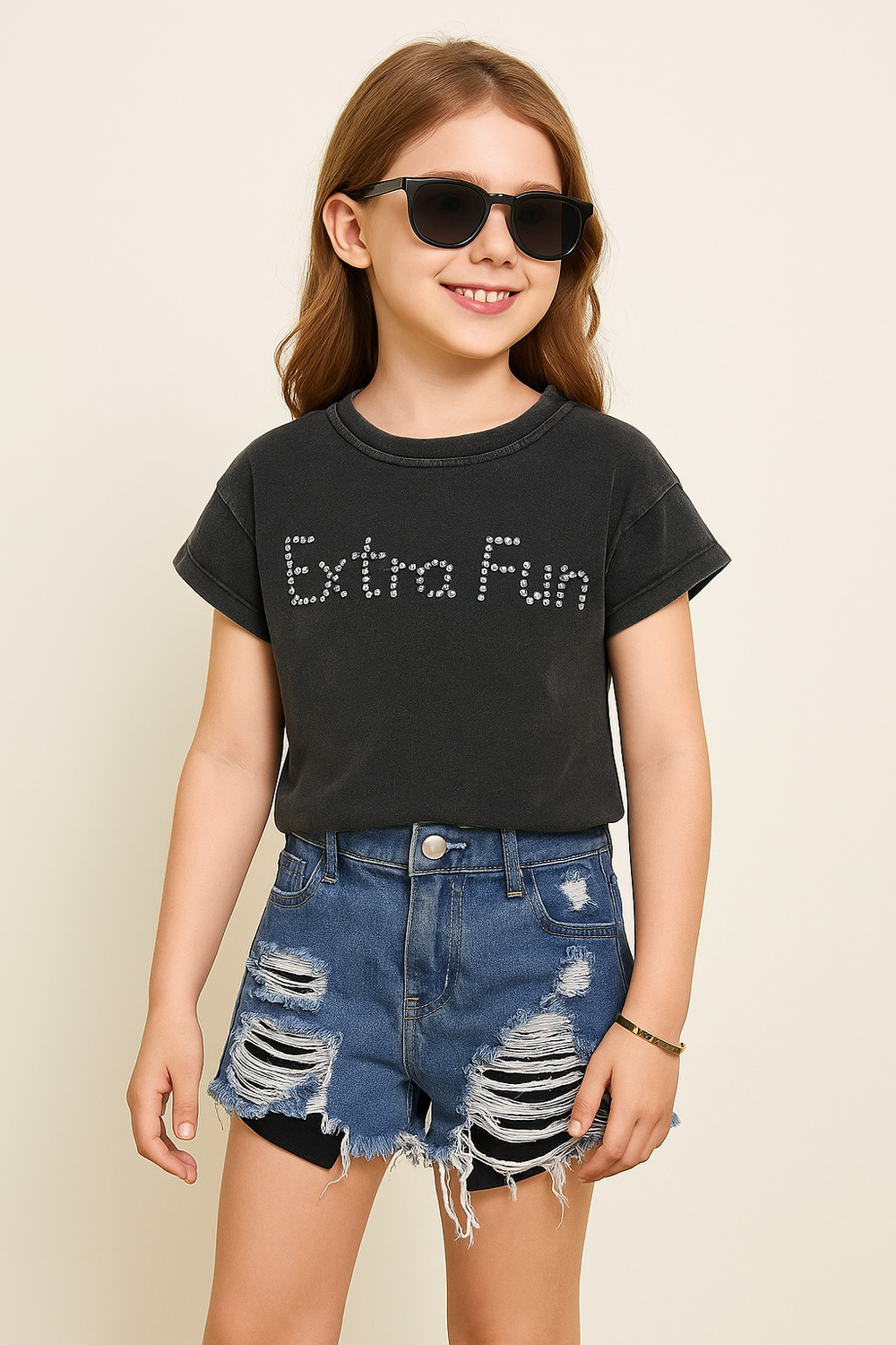 Short Effet Destroy Denim – Fille