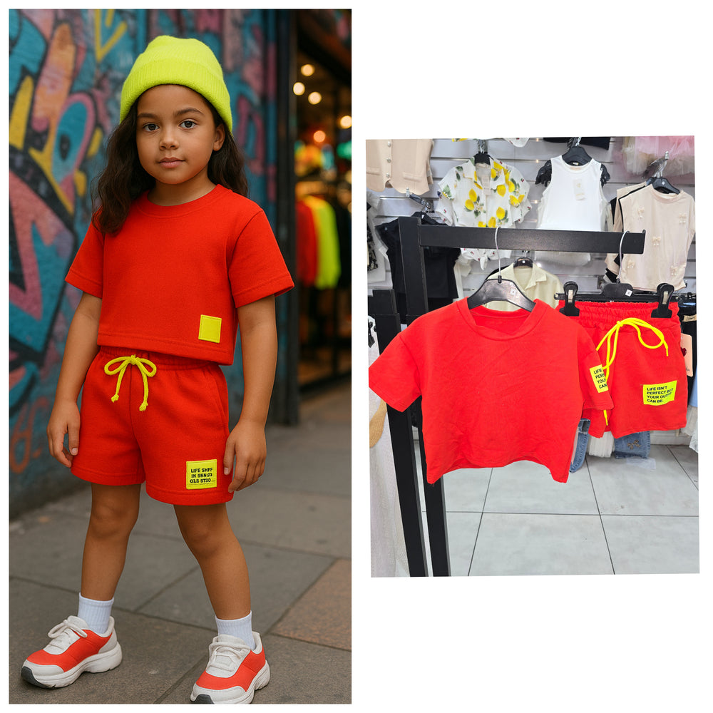 Ensemble Fille– T-shirt Oversize + Short Coton