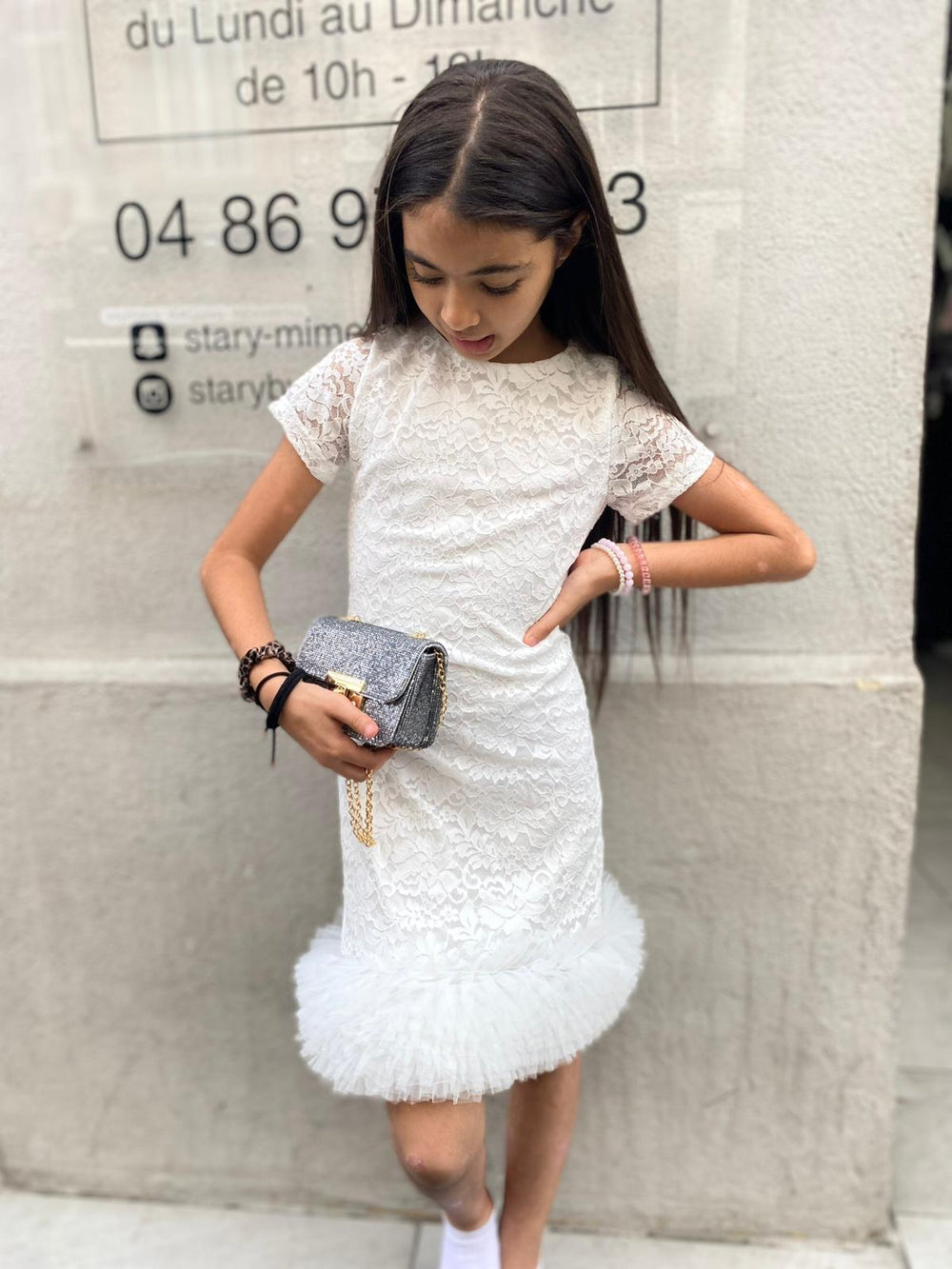 Robe tutu en dentelle blanche