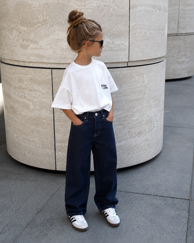 Jean Wide Leg Enfant Bleu Brut – Coupe Large Taille Haute Mixte 8 à 16 Ans | STARY