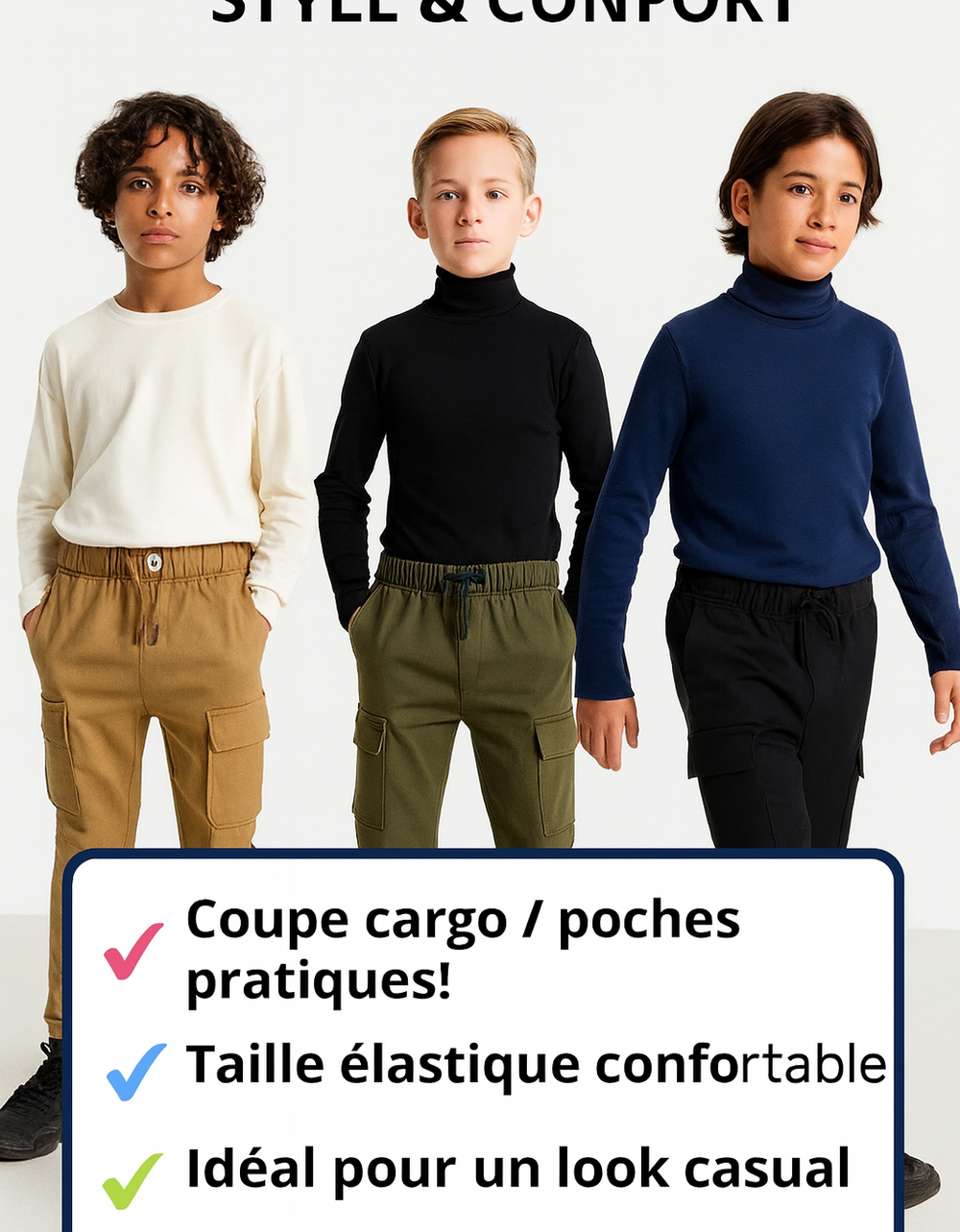 Cargo Beige/kaki/noir