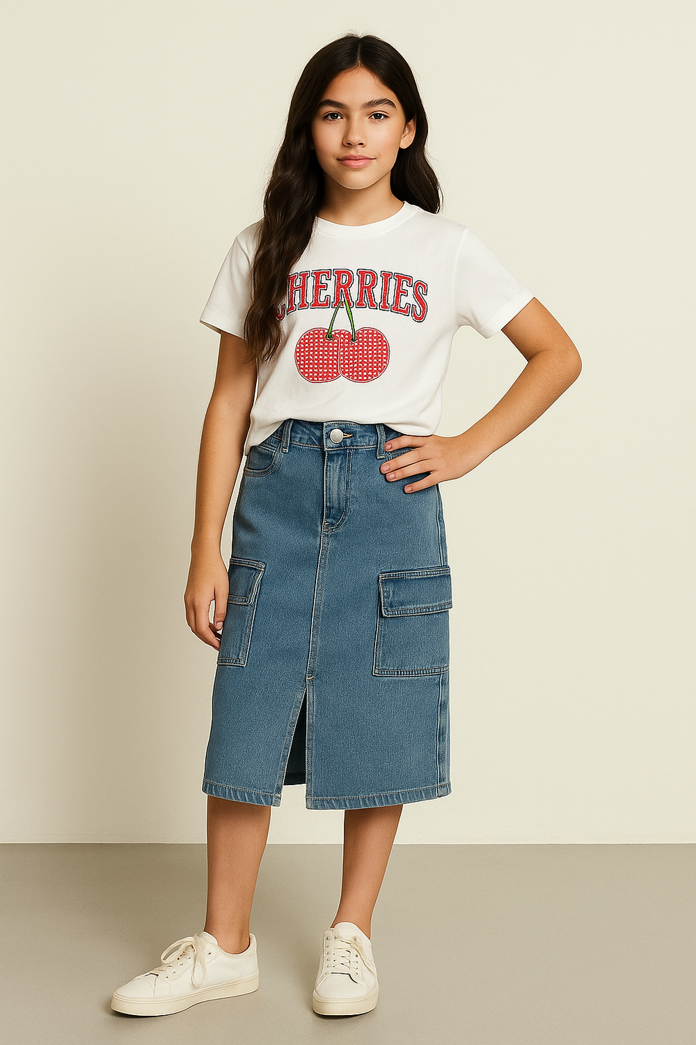 Jupe Cargo Longue en Jean – Fille