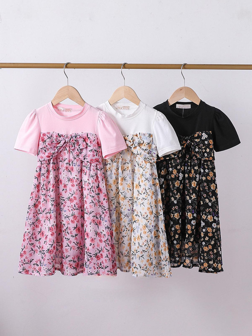 Robe Fille Fleurie à Nœud