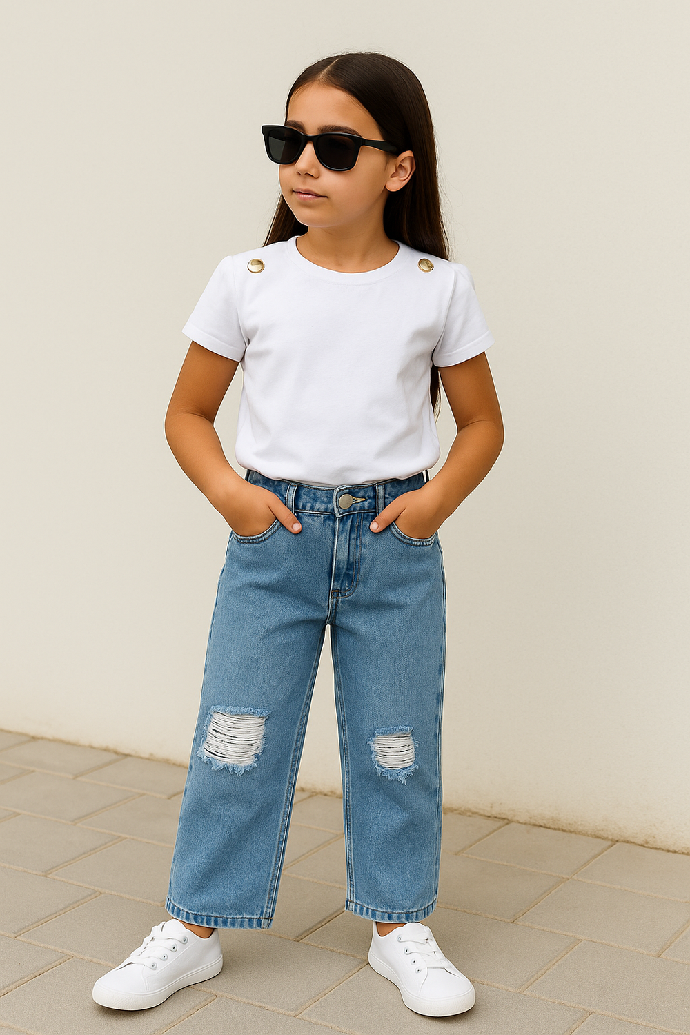 Jean destroy coupe large