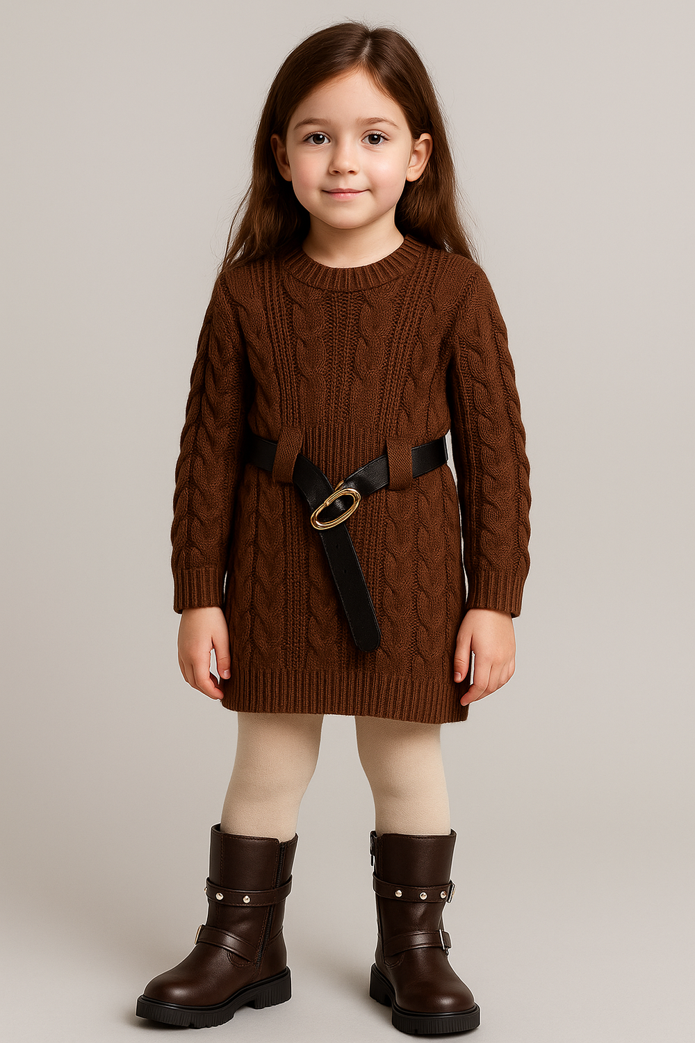 Robe pull chocolat + Ceinture