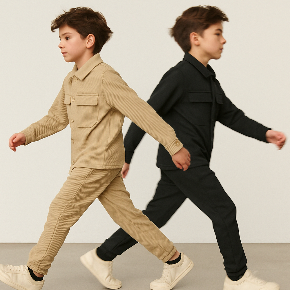 Ensemble garçon tendance 2 pièces – Chemise + Pantalon assorti