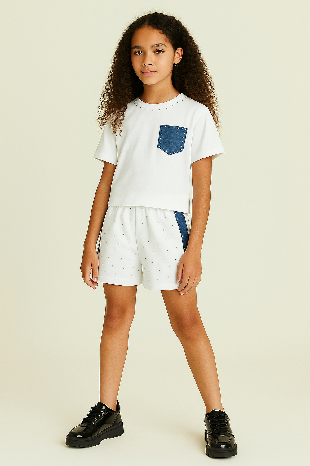 Ensemble Blanc & Jean à Strass – Style Décontracté Chic