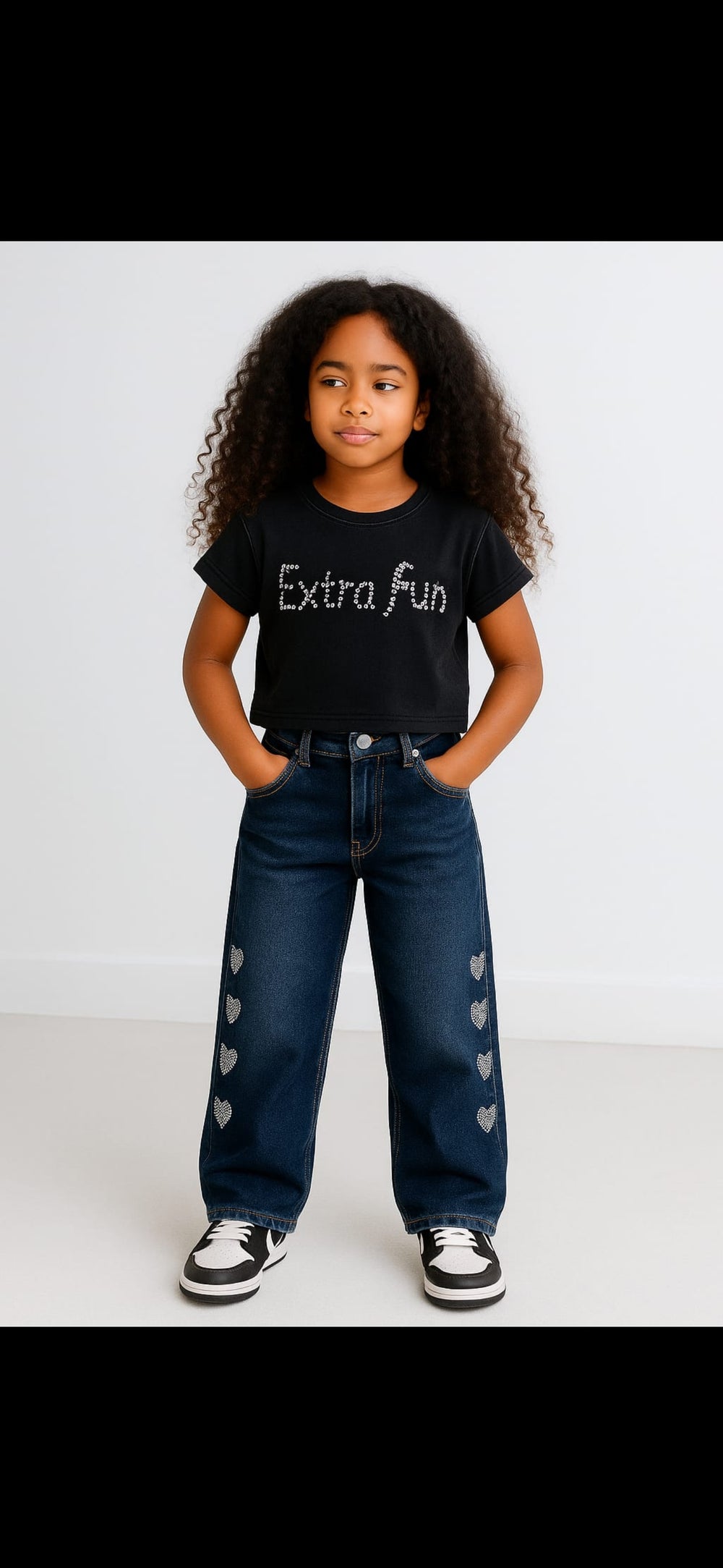 JEANS CŒURS ARGENTÉS